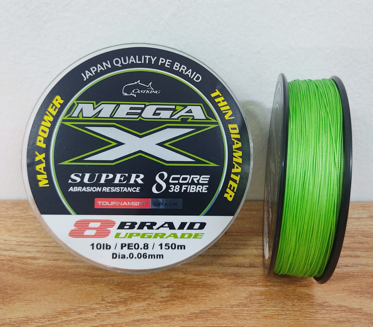 BRAIDED LINE,CASTKING MEGA-X PE BRAID (150M) FLASH GREEN